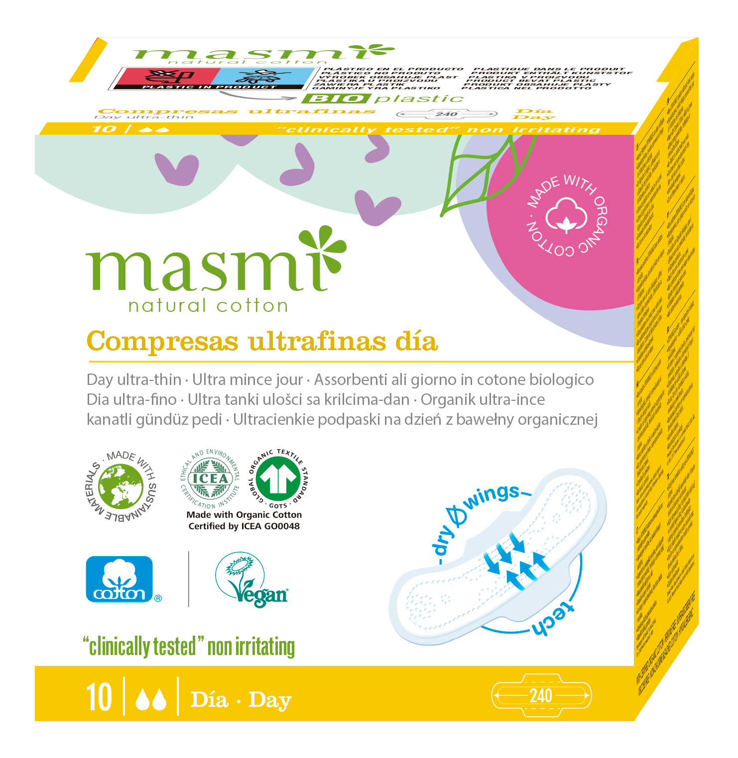 productos higiene femenina, masmi, algodón, compresas dia con alas, ultrafinas, sangre, menstruacion, periodo, regla, mujeres, biodegradables, postparto, prevenir, picores, irritaciones, alergias, infecciones, salud, mediambiente, compresas naturales, sin perfumes, sin cloro, sin viscosa, sin toxicos, sin quimicos.