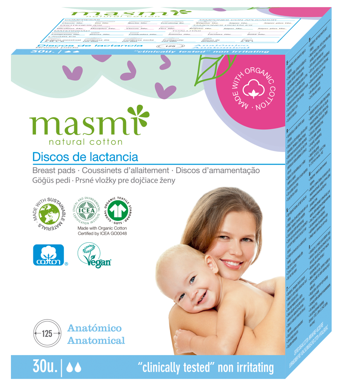 Discos de lactancia Masmi Natural Cotton